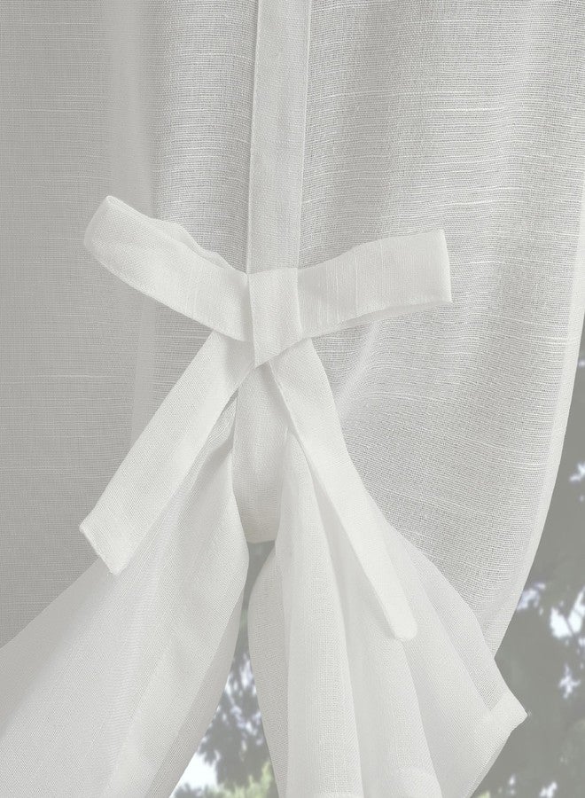 Archaeo Slub Textured Linen Blend Window Tie-up Balloon Shade, 40" x 63", White - Image 2